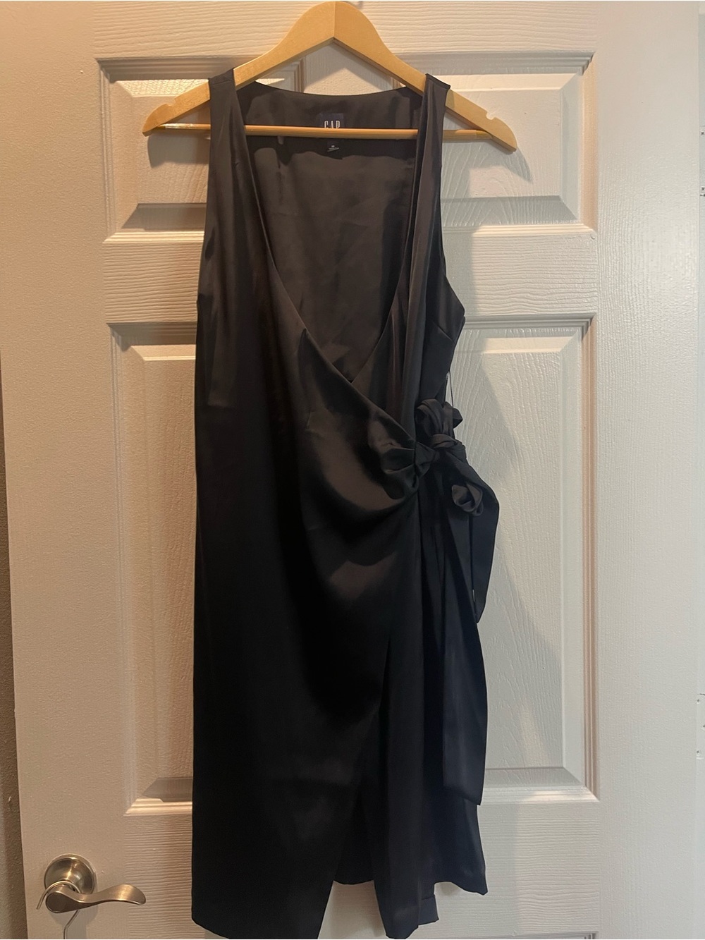 GAP Black Sleeveless Wrap Midi Dress with Side Tie